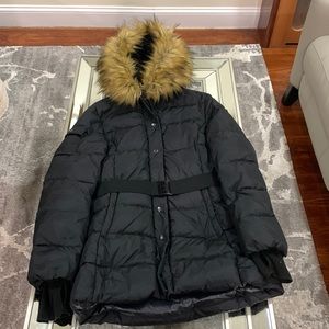 S13 down jacket size M black with fur hood